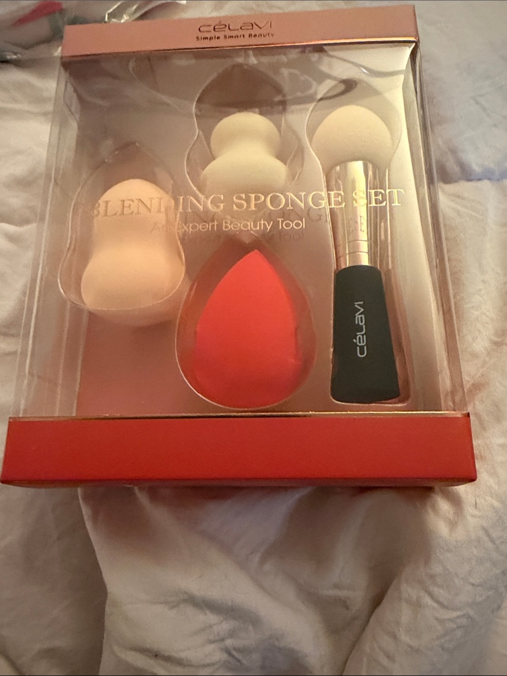 Celavi Pink & Red Blending Sponge Set with Brush